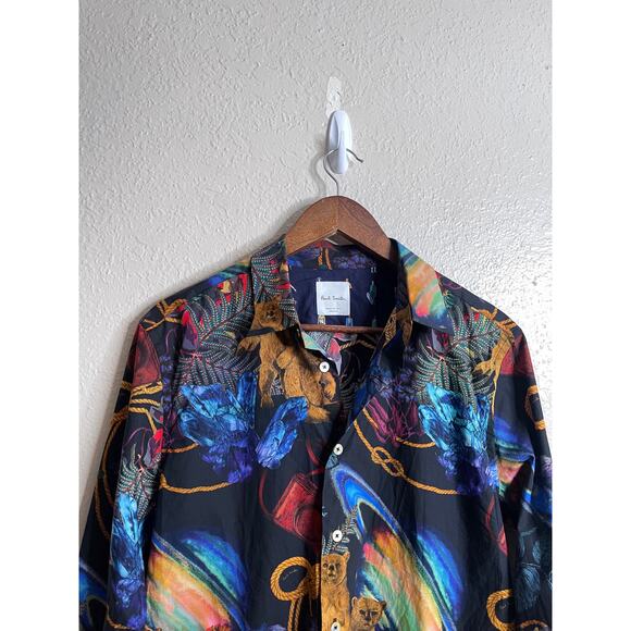 Paul Smith Explorer Print Shirt Lightweight Mens Medium - Picture 7 of 12